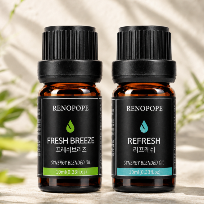 레노포프 호흡 & 집중 천연 블렌딩 에센셜오일 2종세트 (비염/코막힘/리프레시), 1개, 10ml