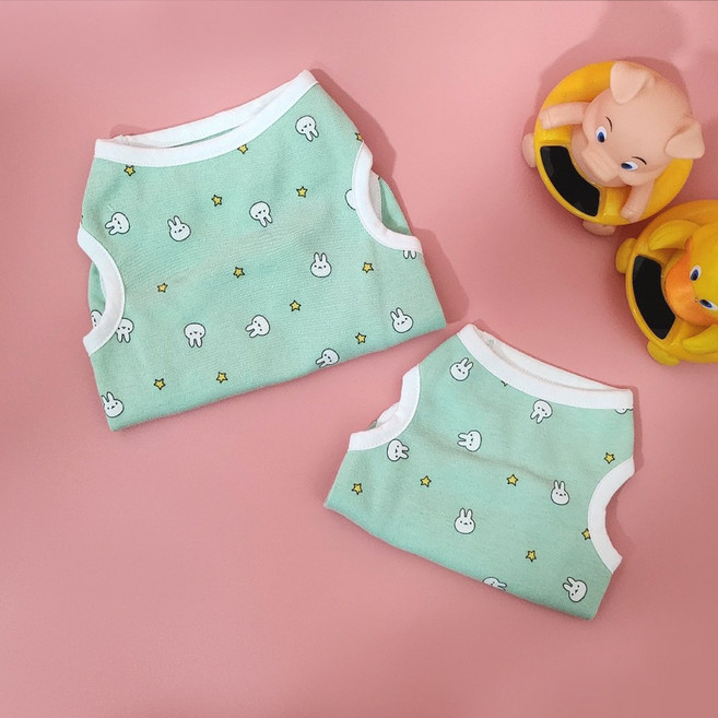 팻티아 보들보들 시원한 오가닉 메리야스 나시외 6color, 스타래빗Green, 1개