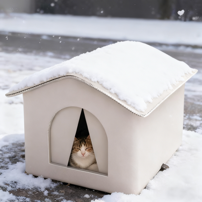 BangPang 야외 방수 방풍 보온 고양이집 길고양이 겨울집 숨숨집, 1개, 그레이