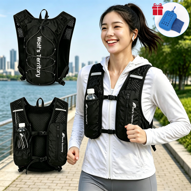 Flybird 초경량 트레일 러닝조끼 마라톤 등산 러닝 하이드레이션 백팩 베스트 가방, 블랙, 1개