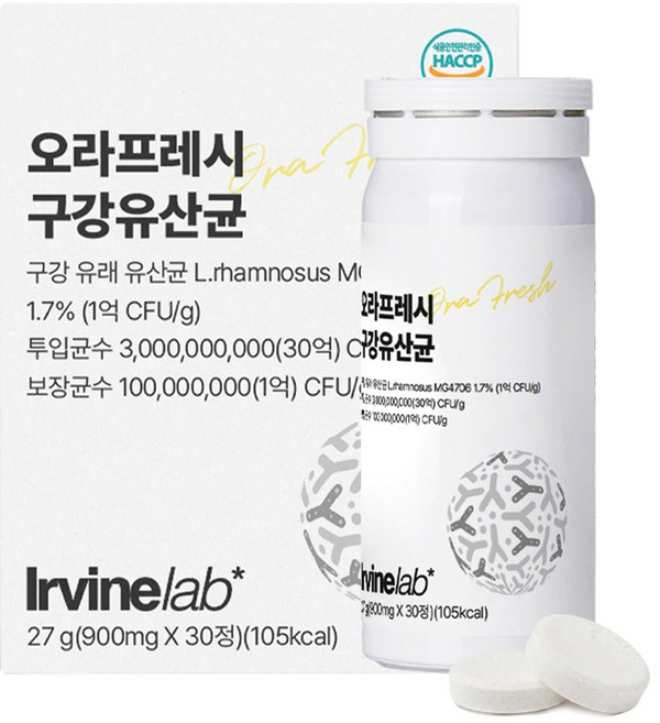 어바인랩 WPE 오라프레시 구강유산균 덴티케어 유산균, 1개, 30정