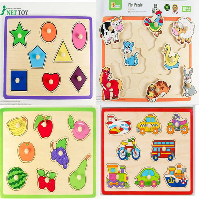 비가 꼭지퍼즐 4종세트 유아 원목교구 아기 장난감, 본상품, 1개