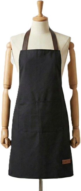 YADILUN 생활 방수 캔버스 앞치마 2 포켓, 1개, 블랙