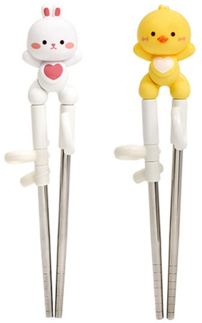 에디슨 프렌즈 스텐 젓가락 1단계 1+1, 1세트, 토끼 EF2384+오리 EF2391