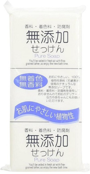 PURE 純淨無添加植物性沐浴皂組｜溫和潔淨、敏感肌適用, 100g, 3個