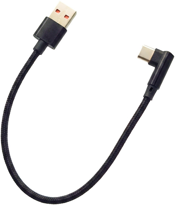 파인그립 USB-A to C 직각 고속충전 패브릭 케이블 60W, 1개, 블랙, 20cm