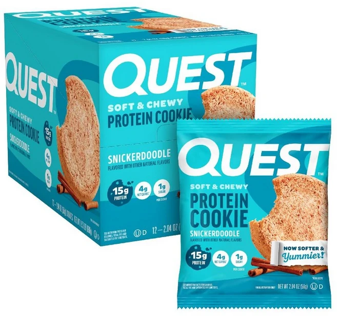 (12개2세트) Quest Nutrition 초콜릿칩 단백질 쿠키 15g 프로틴 저당 케토프렌들리 - 쿠팡