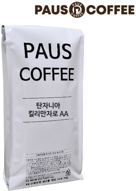 파우스커피 탄자니아 킬리만자로 AA 원두커피, 1개, 1kg, 홀빈(분쇄안함)