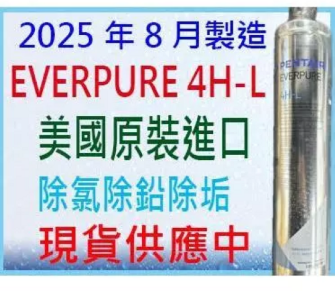 EVERPURE 4H-L 濾水器濾芯 (2025年8月製造) 美國原裝進口, 1個