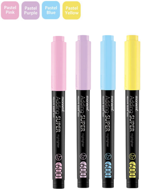 모나미 에딩슈퍼 600 형광펜 팩, 1팩, 2. 파스텔 기본