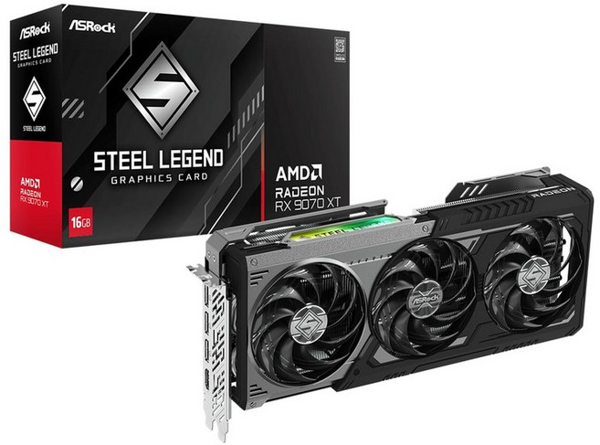 ASRock AMD Radeon RX 9070 XT Steel Legend Dark 16GB GDDR6 2970MHz PCIe 5.0 3xDP2.1+HDMI2.1 RGB