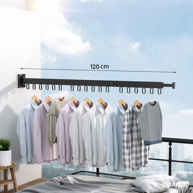 벽부착 건조대 벽빨래건조대 벽걸이 빨래건조대 3단 접이식 빨래건조대 베란다 접이식 건조대 베란다 옷걸이 행거