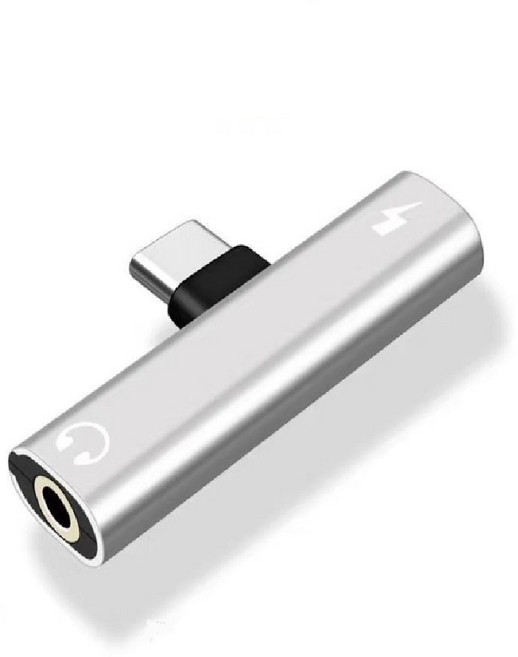 체리스팟 CS-T2 듀얼 젠더 C타입 스마트폰 충전 오디오3.5mm 어댑터, 1개, 실버, 2in1 젠더