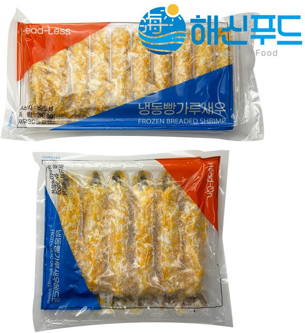냉동 빵가루 새우튀김 헤드레스 30g 10미 헤드온 50g 6미, 5개