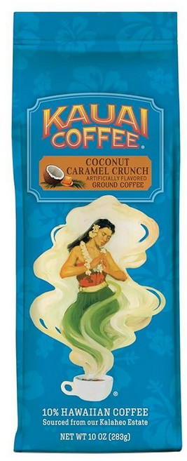 KAUAI COFFEE 하와이안 그라운드 커피 바닐라 마카다미아넛 향 10온스 171530, Coconut Caramel Crunch, 283g, 1개