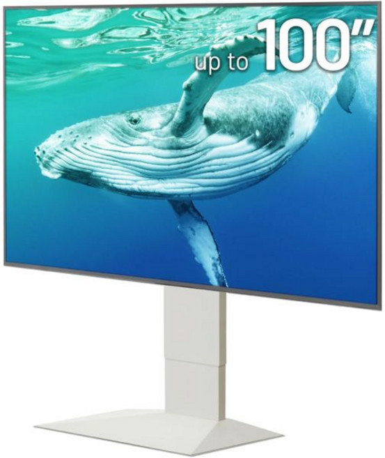 WALL V4 | 세련된 50-100인치 대형 스크린용 범용 얕은 바닥형 TV 스탠드 새틴 블랙 거실 및 침실용 공간 절약형 조절식 마운트 드릴 불필요 일본 디자인 엔지니, Satin White