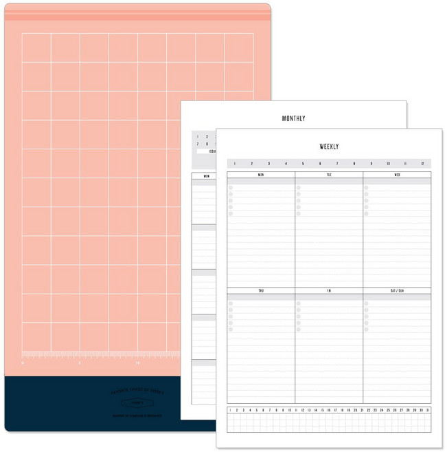 데얼스 스마트 데스크매트 + 스케줄러 A4 먼슬리 + 위클리, 핑크네이비