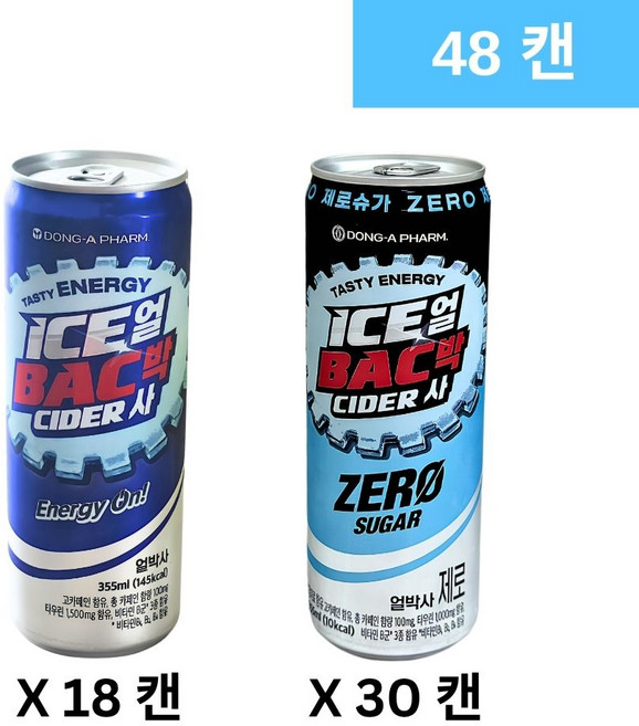 동아제약 얼박사 18개 + 얼박사 제로 30개 대용량 캔, 48개, 355ml