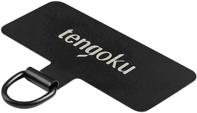 tengoku 天閤堀 超薄不鏽鋼手機掛繩夾片 輕薄耐用 充電無阻, 黑色, 1個
