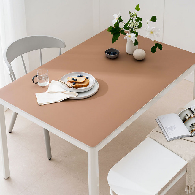 (16colors 11size) 깐깐공주 100% 방수 가죽 식탁보 테이블보 식탁매트 테이블매트, 60x60cm, 양면-16 (Winebrown+Gray), 1개