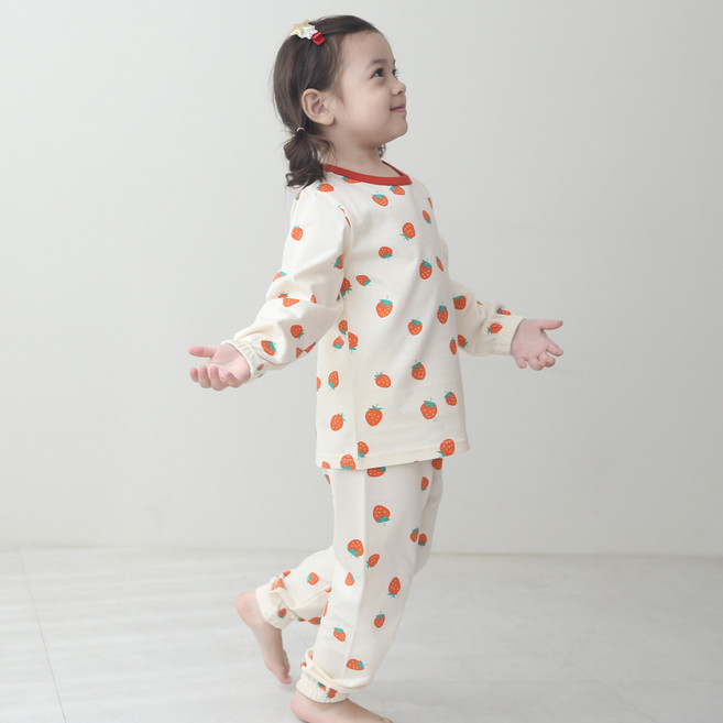 잼베이비 국내생산 (고무줄9부 딸기랑) 20수편면 봄 가을 유아동 편한 실내복 세트