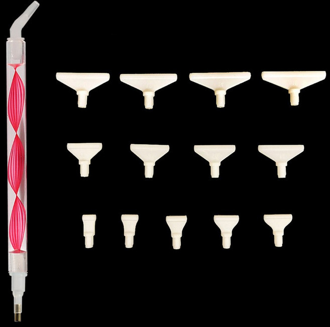 뉴타임즈 DIY 보석십자수 고급펜 세트 15헤드 부자재 취미 작업도구 1개, 빨간., 1세트