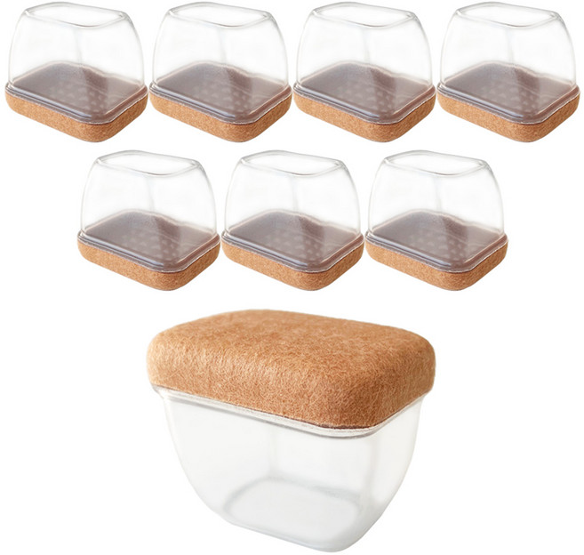 네츄라이프 의자발 커버 3세대 직사각형, 투명, 8개