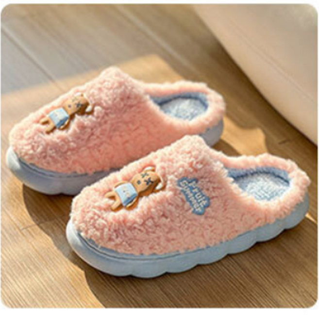 헤토르누 양털 푹신한 실내 겨울 슬리퍼