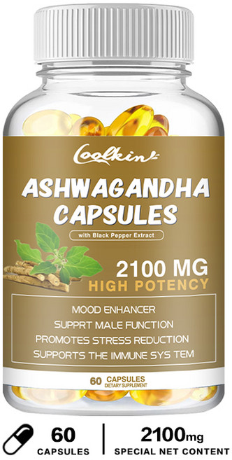 Coolkint Ashwagandha 膠囊 2100mg 高效複方 黑胡椒萃取, 60組