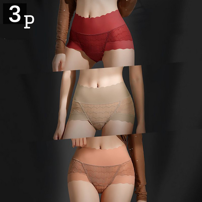 셀럽당 레이스 여성 팬티 섹시 삼각 하이웨스트 헴라인 빅사이즈 반바지 3종