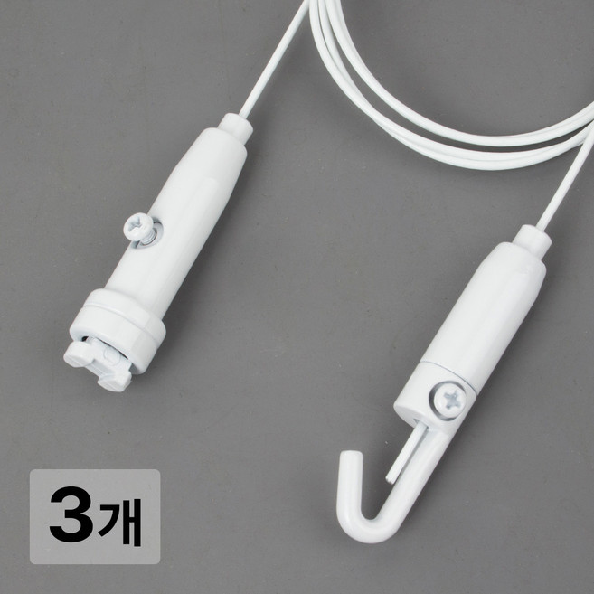 [철물인] 액자걸이 강력원터치 대 10kg용 화이트 - 간편레일 천장용, 3개, 와이어2미터-화이트