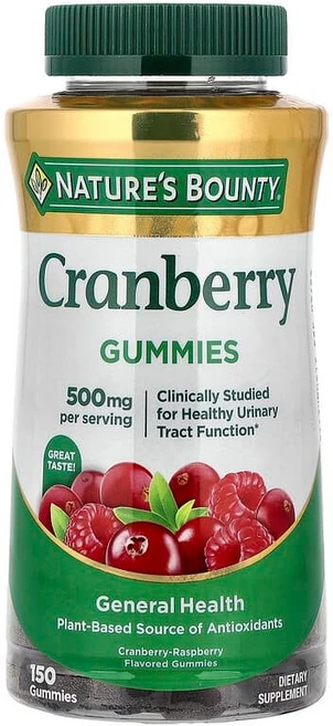 Nature's Bounty 크랜베리 구미젤리 크랜베리-라즈베리 맛 구미젤리 150개(구미젤리 1개당 100mg) NRT-01096, 1개, 150 - 쿠팡