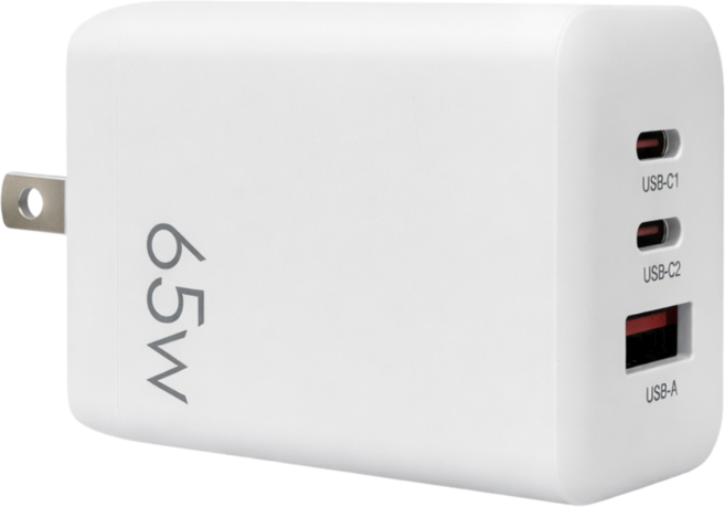 65W 2C1A 氮化鎵充電器, 白色, 1個