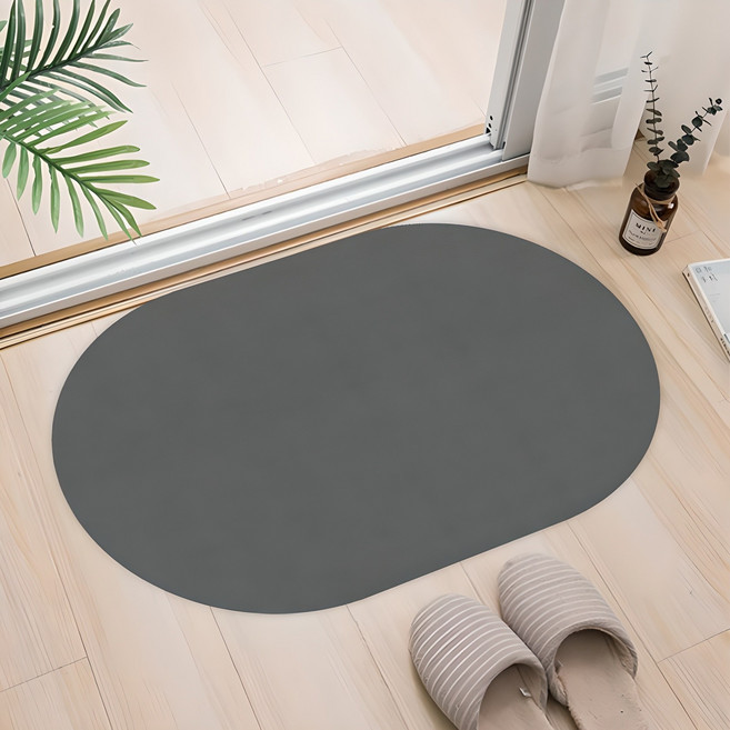 일상나눔 빨아쓰는 깨지지 않는 규조토 발매트, 챠콜 타원형