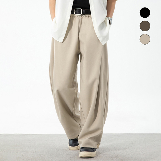 HANYO 남성 데일리 핀턱 벌룬 와이드 팬츠 슬랙스