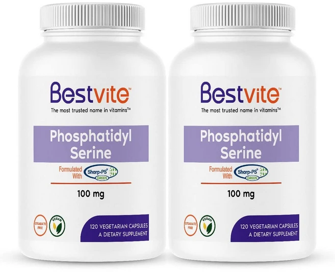 [해외]BESTVITE Phosphatidylserine 100mg Vegetarian Capsules 베스트 바이트 포스파티디딜세린 100mg 함유 베지 캡슐, 120정, 2팩 - 쿠팡