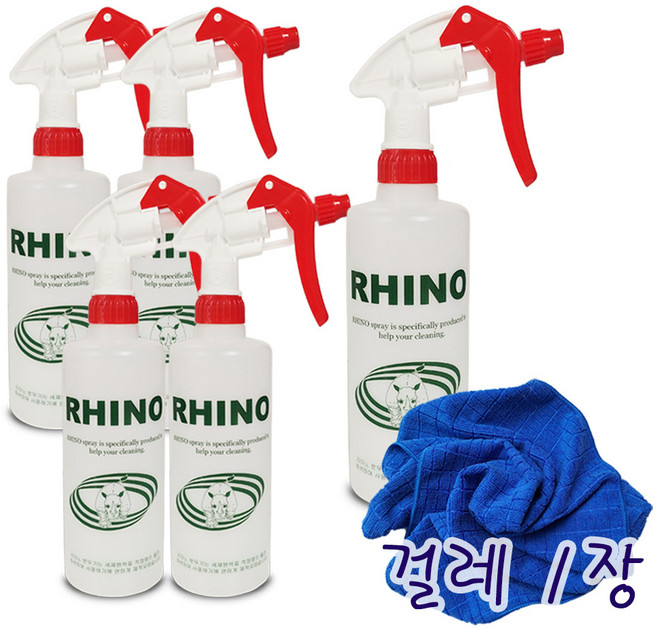 라이노 분무기 500ML 5개 물뿌리개 분무기스프레이, 단일색상(걸레1장증정)