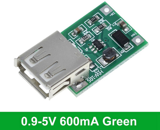 DC-DC 부스트 모듈 0.9-5V ~ 5V 9V 480MA 600MA 1200MA 2000MA USB 출력 전압 전화 카메라 용 리튬 배터리 모듈 스텝 업 전자 부품 액세서리 소스, 0.9-5V 600MA Green