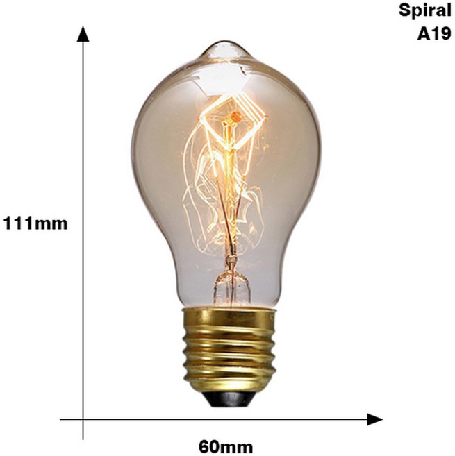 KARWEN 빈티지 에디슨 전구 E27 40w 220v 앰플 램프 ST64 G80 G95 A19 T10 T45 필라멘트 백열등, 1개