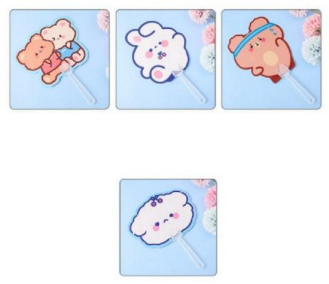 순자네마켓 캐릭터 부채 동물 귀여운 미니 손부채 단체 선물 대량 학교 유치원, 6. 페인팅 곰돌이