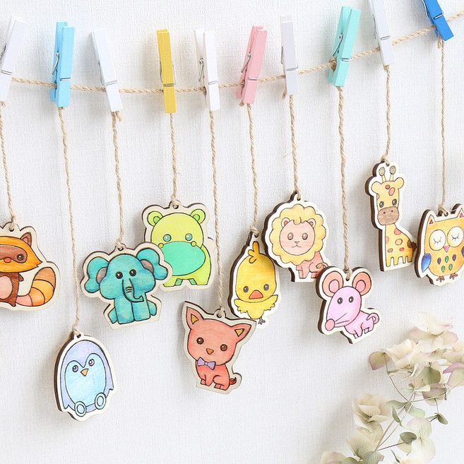 키움박스 나무 팬시우드 동물 열쇠고리 만들기모음 12종, 고양이