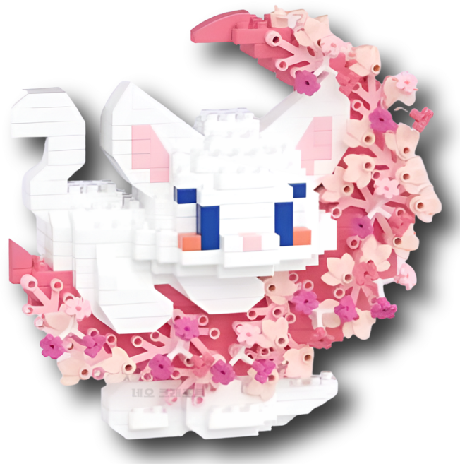 [네오 크래프트] 달빛 동물 꽃 나노블럭 DIY 고양이 블록 조립 미니 나노 캣 강아지 곰 판다 팬더 폭스 여우 달 크리스마스 만들기 장난감 키트 발렌타인 화이트데이 선물, 1개, 1. 화이트 캣(White Cat)
