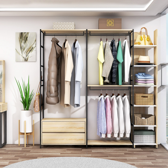 도노스틸 올리카 C8 철제드레스룸 시스템행거 연결옷장 깊이 40cm, 블랙