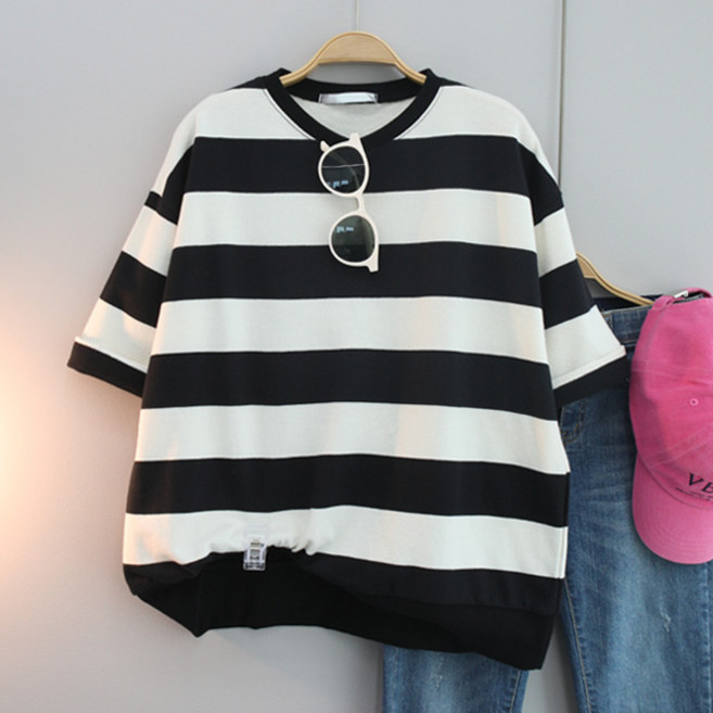 달콩 여성 피크단가라7부맨투맨 반팔맨투맨 루즈핏