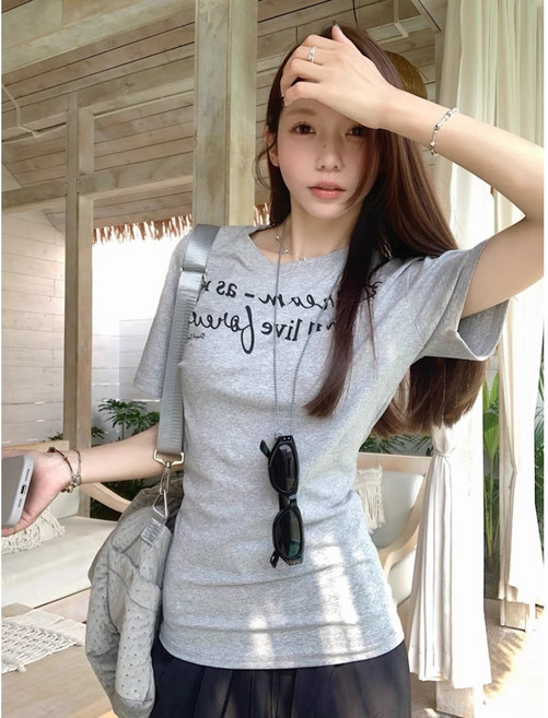 셀리즈로 스판왕 허리조임 스트릿 슬림핏 라운드 면티셔츠