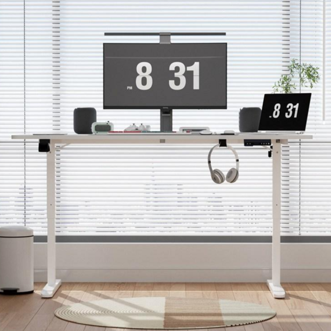 Fahomiss 전동 모션데스크 높이조절 스탠딩 책상 공부 사무용 컴퓨터책상, 화이트