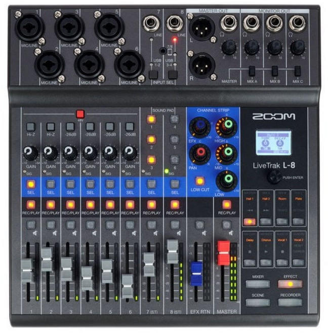 Livetrak L-8 오디오 믹서 멀티트랙 레코더 줌 [정품] ZOOM, 1개