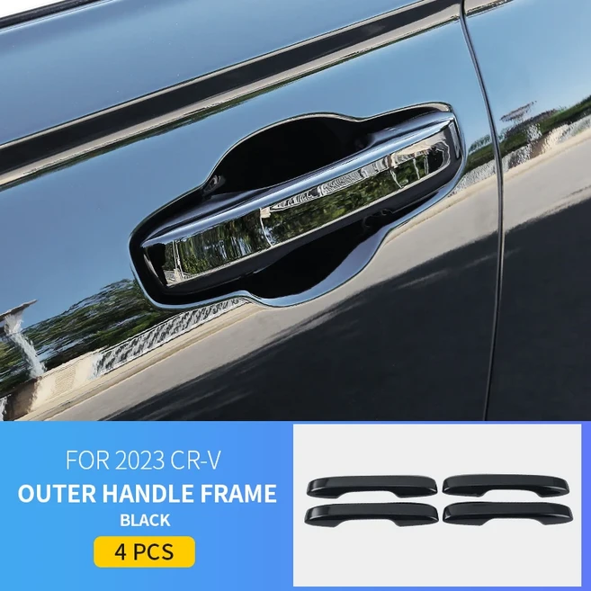 자동차 외부 핸들 프레임 커버 혼다 CRV 2023 6 세대 문짝 보울 ABS 수정 액세서리, 01 black-handle