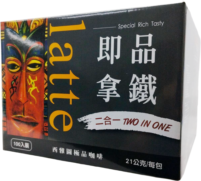 BARISTA COFFEE 西雅圖極品即品拿鐵二合一 特惠裝 隨時享受香醇咖啡, 21g, 1盒, 100個裝