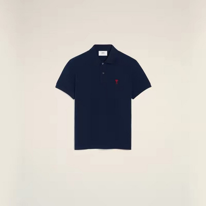 아미 남녀공용 하트로고 폴로 반팔티 블랙 BFUPL001 760 001, 네이비(Navy)